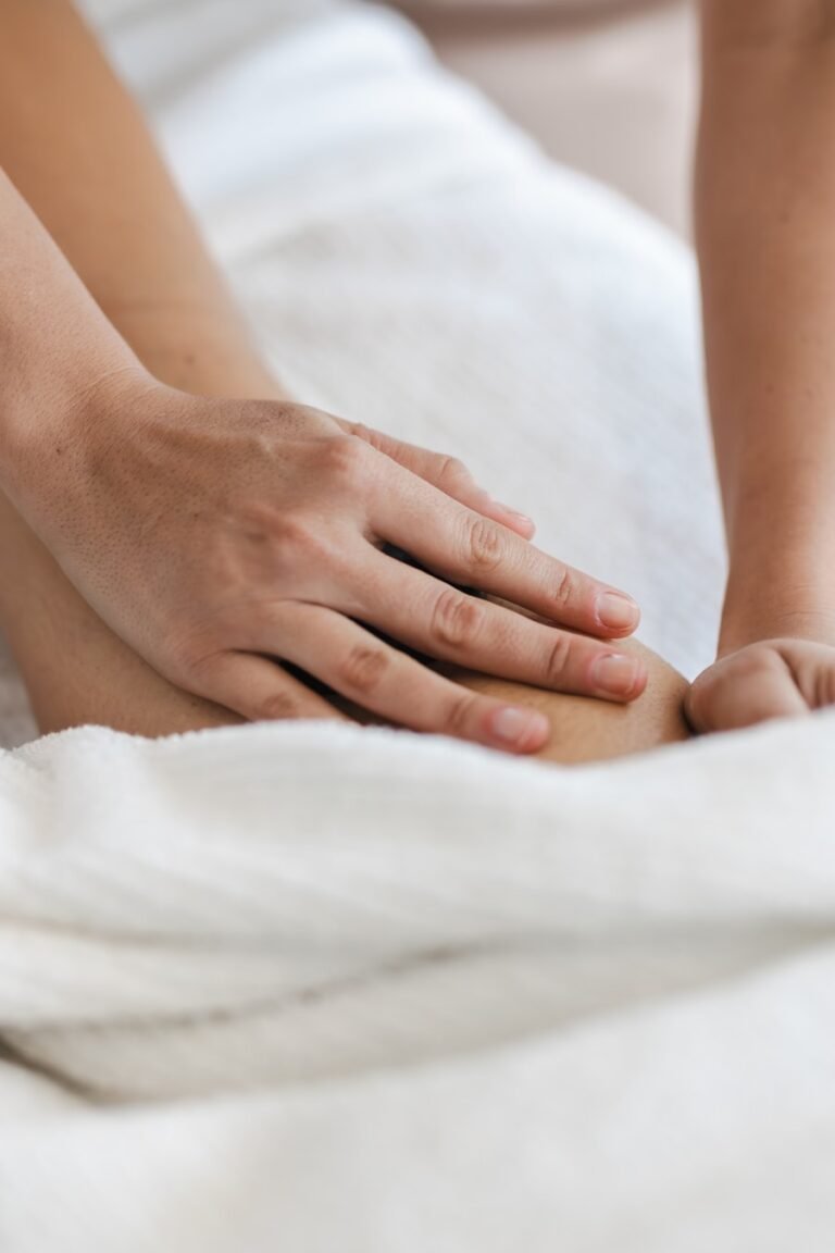 Gentle massage treatment with a soft white towel